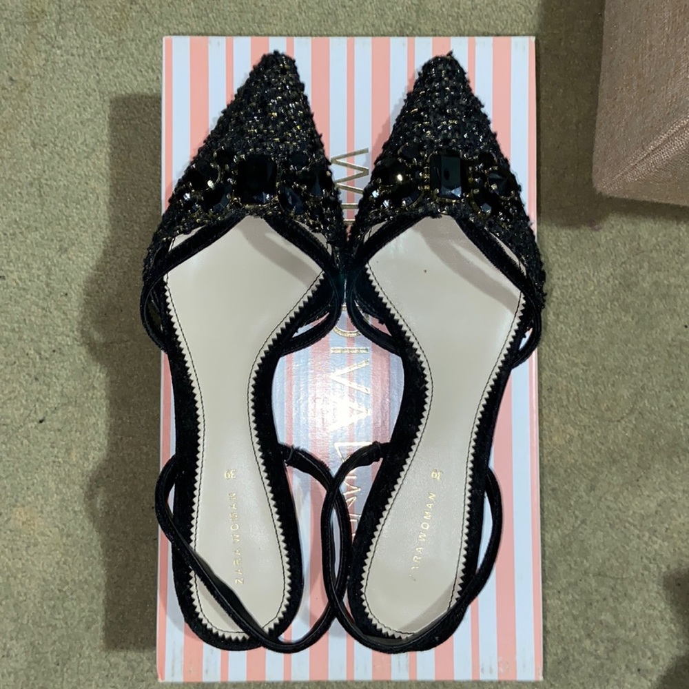 Zara embellished slip on flats size 39